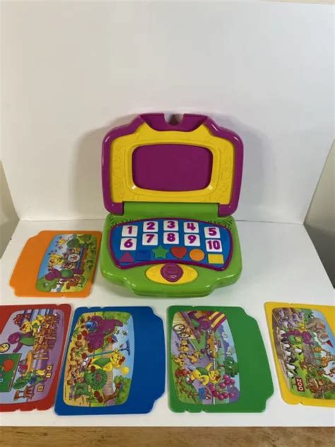 Vintage 2002 Barney The Dinosaur Learning Laptop Computer 5 Inserts