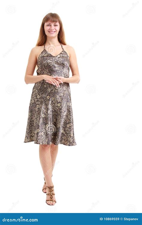 Woman Standing On A White Background Stock Image Image Of Smile Standing 10869559