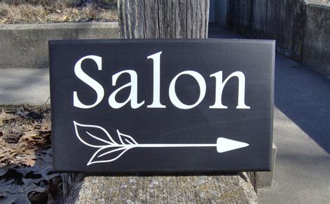 Salon Directional Arrow Sign Wooden Vinyl Signs Wall Decor Etsy