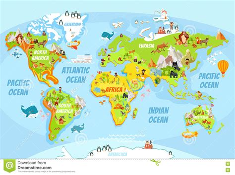 Cartoon World Map Vector At Collection Of Cartoon