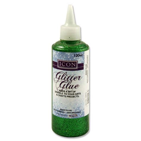 Icon 120ml Glitter Glue Green Abc School Supplies