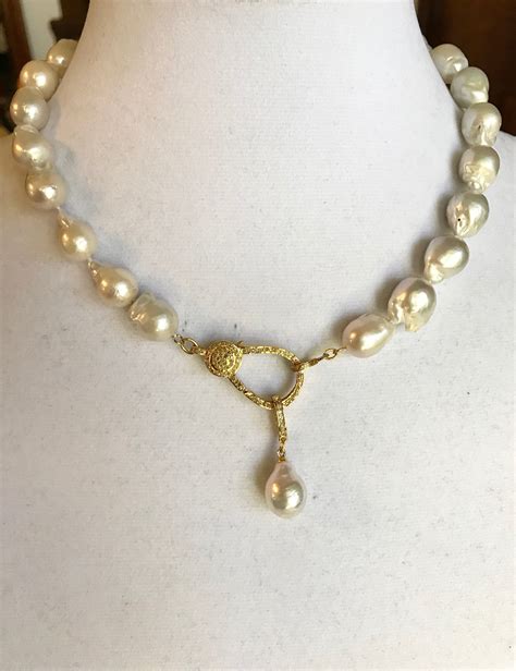 Baroque Pearl Pendant Necklace Mm To Mm Freshwater Etsy