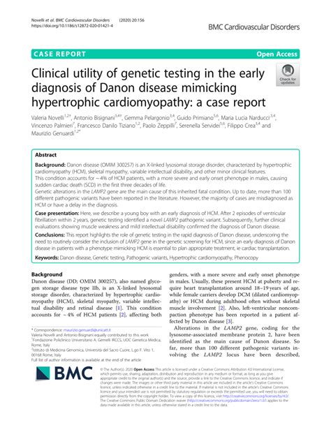 Pdf Clinical Utility Of Genetic Testing In The Early Diagnosis Of