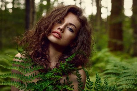 Wallpaper Face Sunlight Forest Women Outdoors Model Blue Eyes Nature Brunette Bare