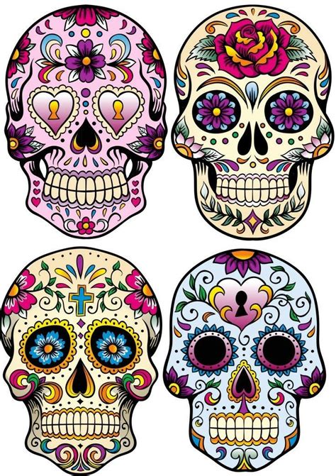 Mexican Sugar Skull Vinyl Sticker Pack Of 4 Wall Sticker Well And Truly