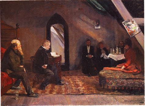 Oda Og Christian Krohg Oplesning I Atelieret 1889 Tidsånd