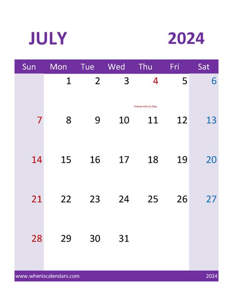 July 2024 Calendar Print Out Monthly Calendar