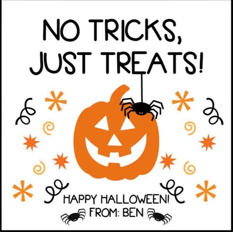 No Tricks Just Treats Halloween Tag Halloween Tags Halloween Treats