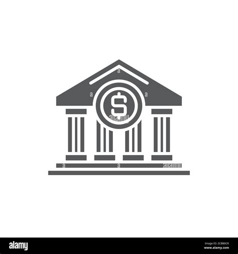 Bank Building Vector Icon Symbol Isolated On White Background Stock