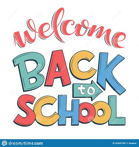 Welcome Back To School Decorated Lettering Sign Colorful Textured Text