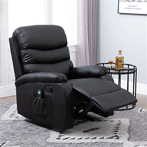 homcom manual massage recliner chair padding single sofa with heat and remote control 8