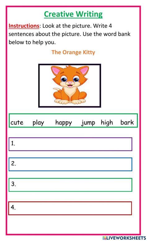 An Orange Kitty Worksheet For Kids To Learn How To Write And Draw The Words