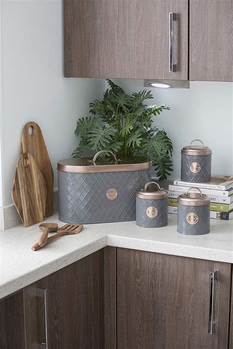 Shop wayfair.ca for food storage & canisters to match every style and budget. Typhoon Grey Tea Coffee Sugar Canisters with Copper Lids ...