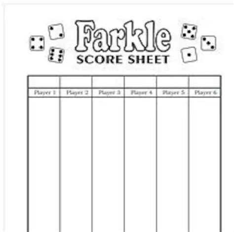Printable Farkle Score Sheet
