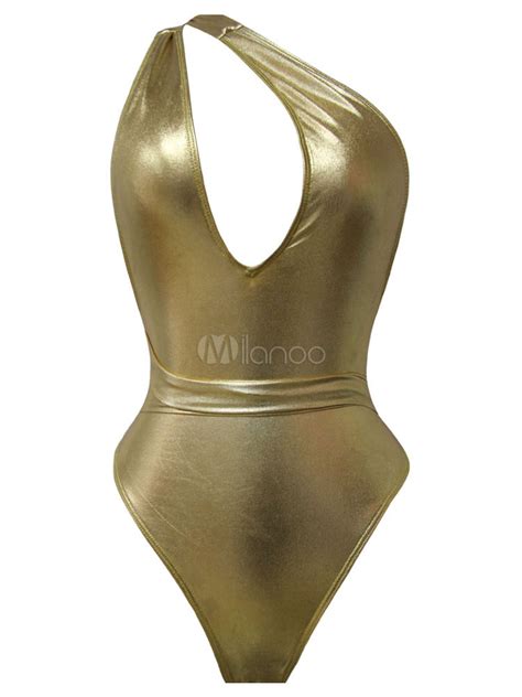 Gold Sexy Swimsuit One Piece Metallic Multiway Beach Bathing Suit For Women