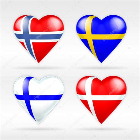 Mit dem spiel dänemark gegen finnland beginnt die europameisterschaft 2020 für die gruppe b. Norwegen, Schweden, Finnland und Dänemark Fahnen ...