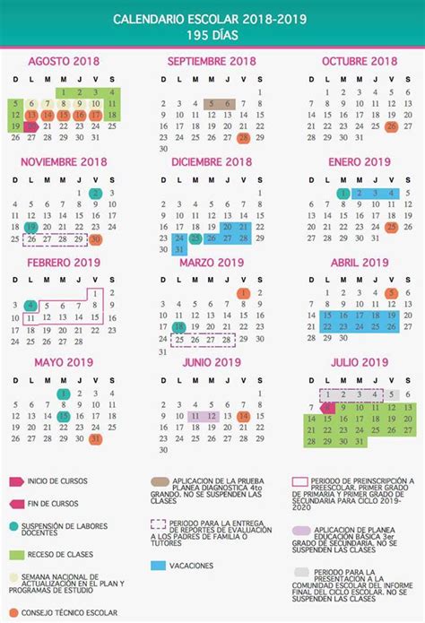 Calendario Escolar 2018 2019 Sep 185 195 Y 200 Días Materiales
