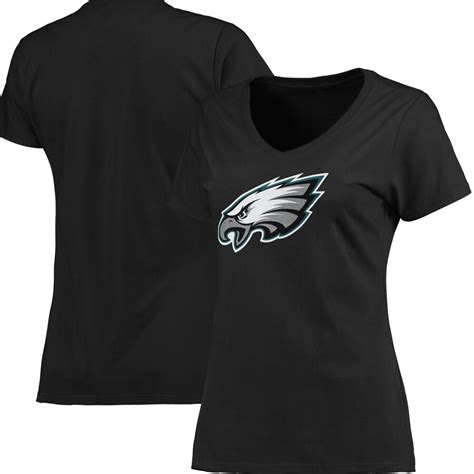 Womens Nfl Pro Line Black Philadelphia Eagles Primary Logo V Neck T Shirt