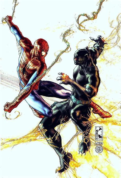 Black Panther Vs Spider Man Marvel Comics Artwork Black Panther