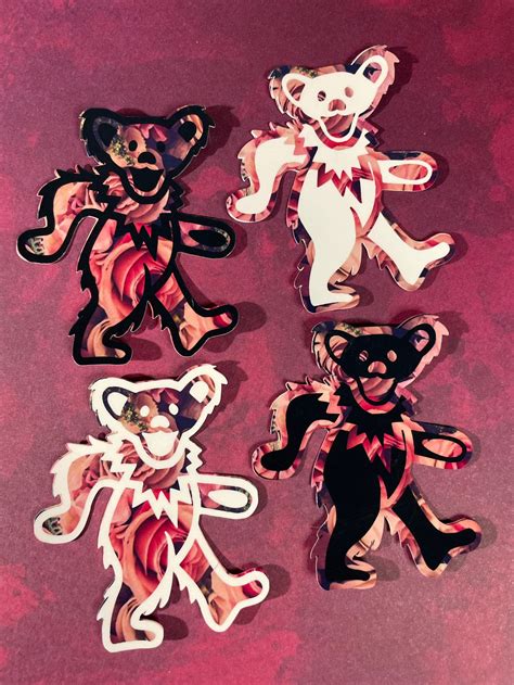 Dancing Bears Rose Print Sticker Etsy