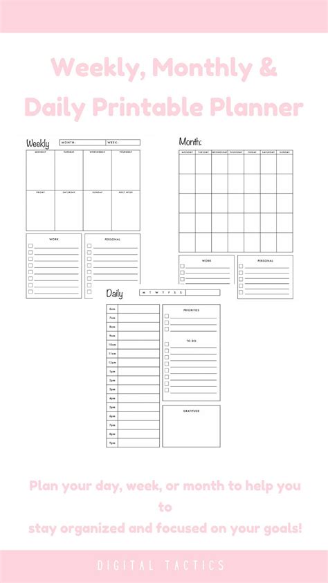 Daily Printable Printable Planner Pages Printables Daily Weekly