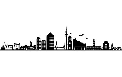 Hamburg Deutschland City Skyline Umriss Silhouette Vektor Svg Etsy