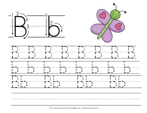 handwriting practice for kids b is for butterfly