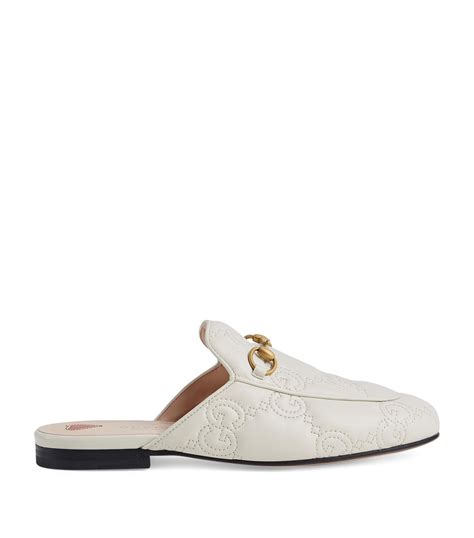 Womens Gucci White Leather Princetown Slippers Harrods Uk