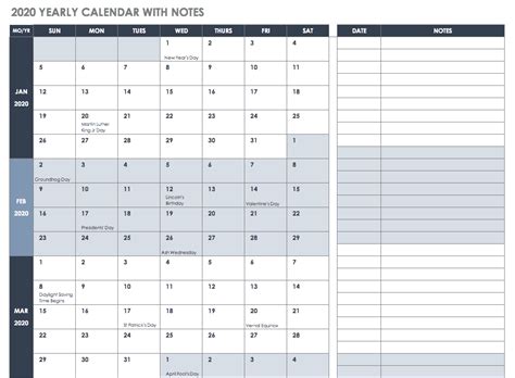 Free Excel Calendar Templates