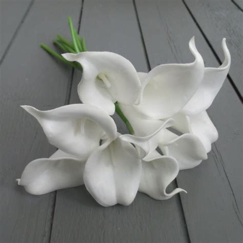 Artificial Cm Real Touch White Calla Lily Flower Bunch Permabloom
