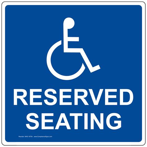 Accessible Retail Reserved Seating Sign Blue Us Made