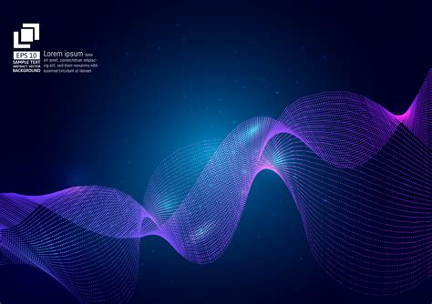 Purple Color Waves Particle On Blue Background Abstract Vector