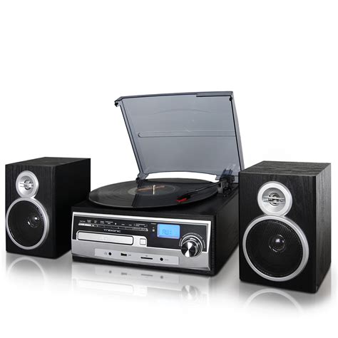 Trexonic 3 Speed Vinyl Turntable Home Stereo System With Cd Player Fm