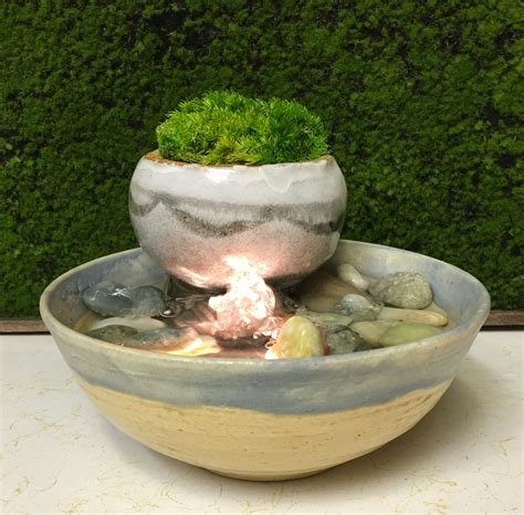Fountain Tranquility Tabletop Garden Fountain With Preserved Etsy