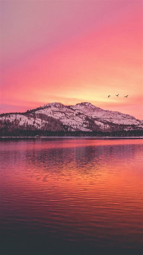 Mountains Lake Sunset Wallpaper 1080x1920