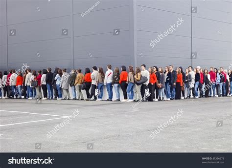 Large Group Of People Waiting In Line Stock Photo 85396678 Shutterstock