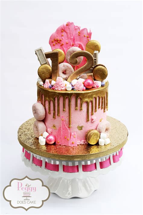 Pink And Gold Drip Cake 12th Birthday Cake Paris Birthday Cakes