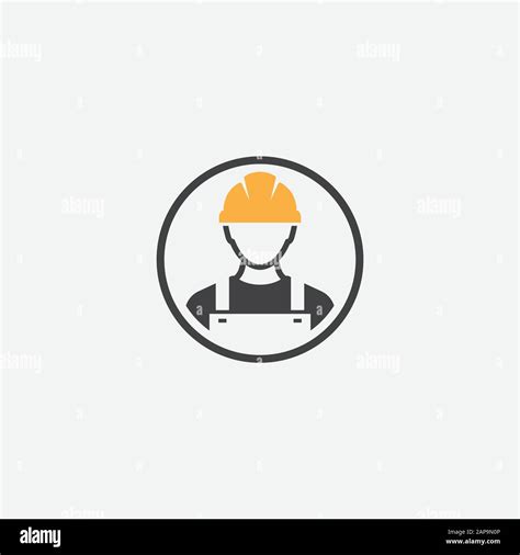 Construction Worker Icon Vector Person Profile Avatar With Hard Helmet