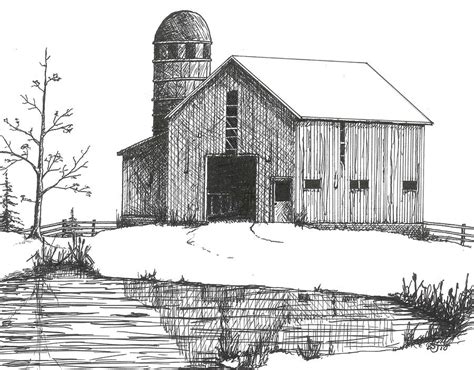 Old Barn 1 Drawing By Bj Shine