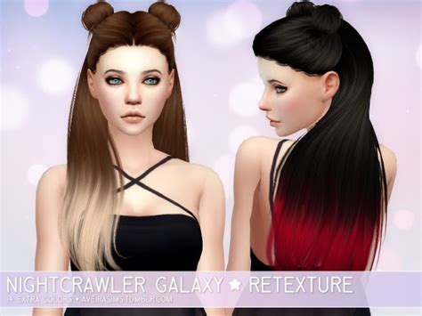 Sims 4 Hairs Aveira Sims 4 Nightcrawler`s Galaxy Hair Retextured