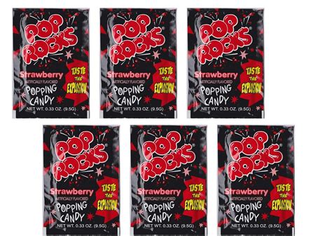 Pop Rocks Popping Fizzing Crackling Candy 6pk Strawberry 6 Pack