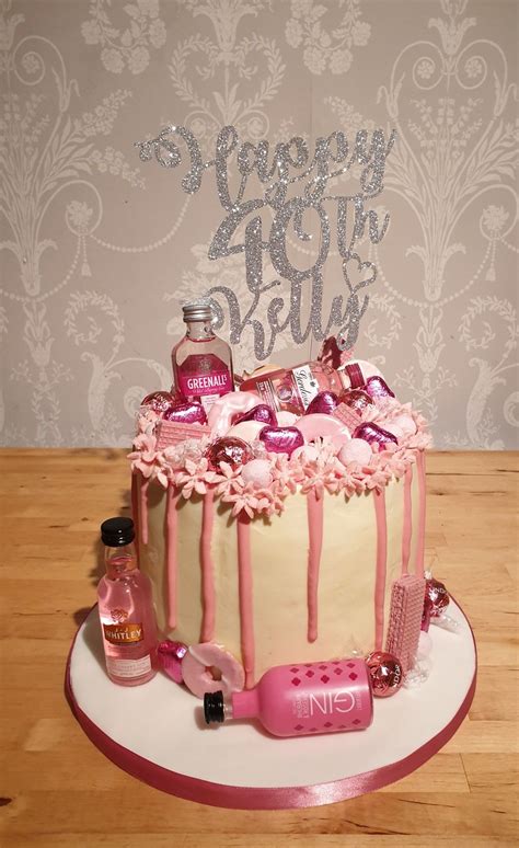 Pink Gin Drip Birthday Cake Custom Birthday Cakes 22nd Birthday Cakes 40th Birthday Cakes