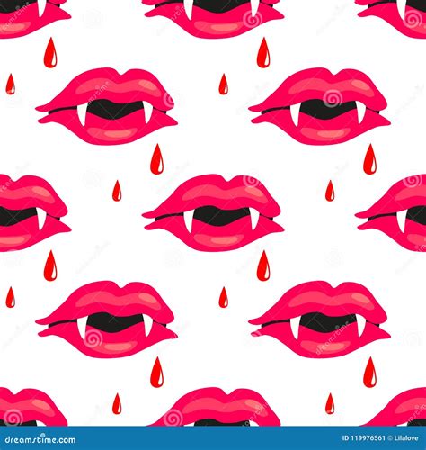 vampire lips seamless pattern pop art vector illustration for halloween packing fabric