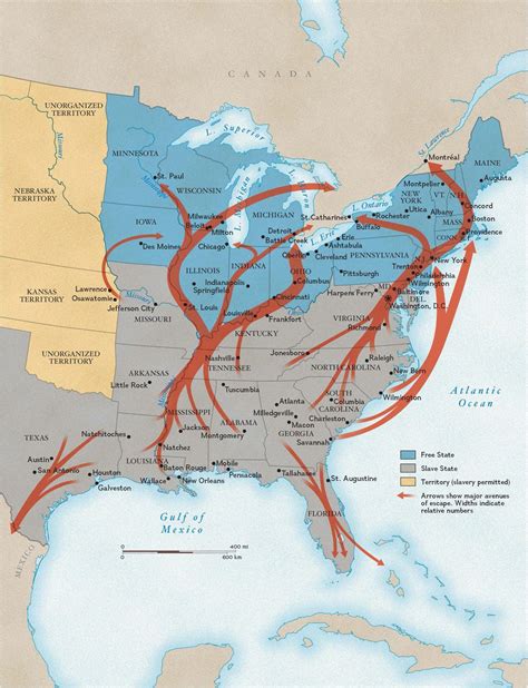Arrows Show Major Escape Routes On The Underground Railroad The Width