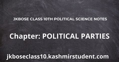 Chapter Political Parties Jkbose Class 10th Political Science Notes
