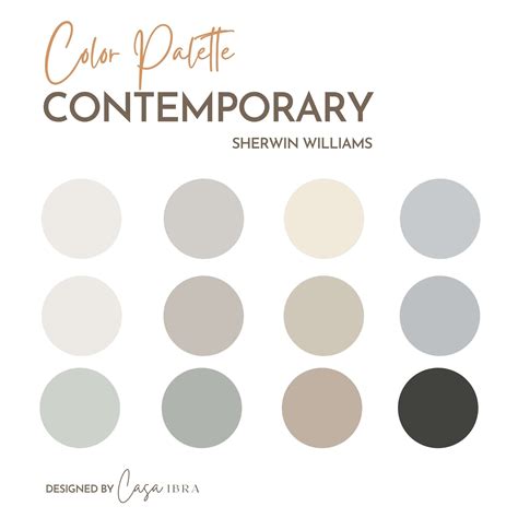 Contemporary Color Palette Sherwin Williams Interior Paint Etsy Uk