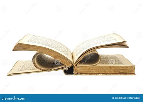Open Hardcover Old Book Isolated On White Background Stock Photo