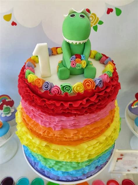 Party Inspirations Rainbow Dorothy The Dinosaur Dessert Table By
