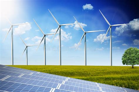 Photovoltaics Solar Panels And Wind Turbines Generating Alternative