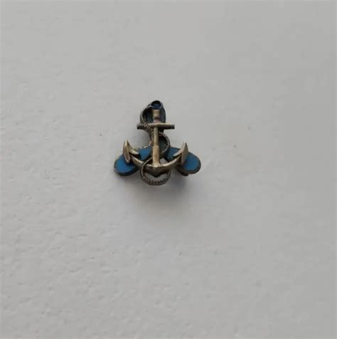 Wwii Ww2 Us Navy Waves Propeller Anchor Blue Enamel Sterling Silver Pin